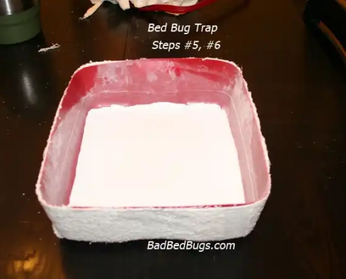 Step 5 & 6 of the DIY bed bug trap.