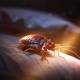 What a bed bug looks like up close and crawling on a pillow